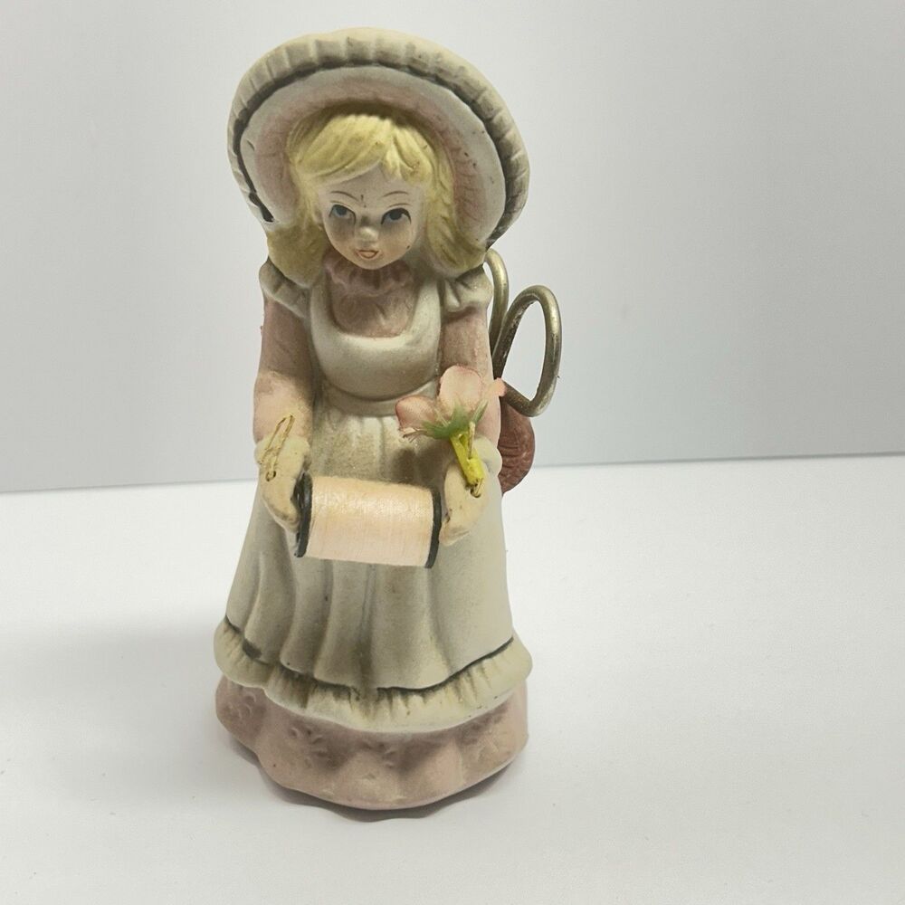 Vintage! Price Products 6" Ceramic Seamstress Girl Sewing Caddy Figure